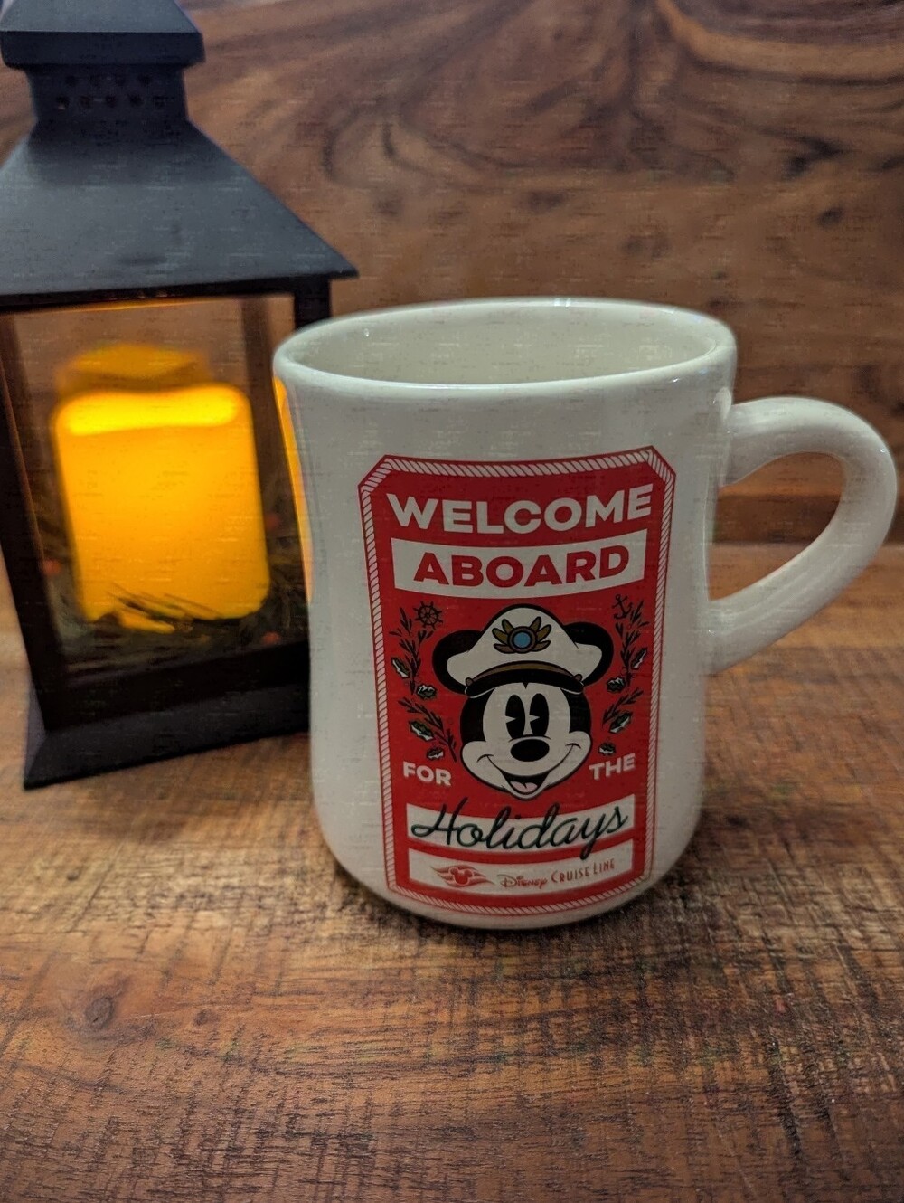 DCL Mickey Mouse Very Merry Welcome Aboard for the Holidays Coffee Tea Cocoa Mug